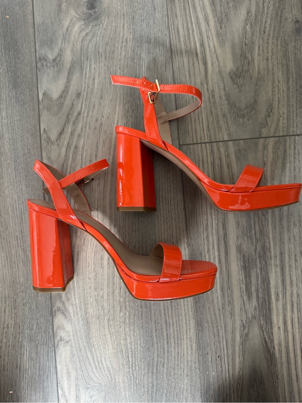 Mix No. 6 Red-Orange Patent Block Heel Sandals